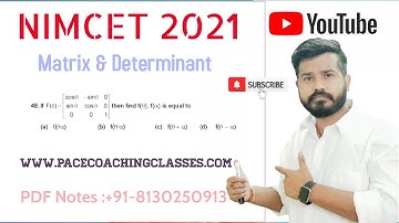 NIMCET 2021 || TOPICS- Matrix and Determinant by Amit Kumar