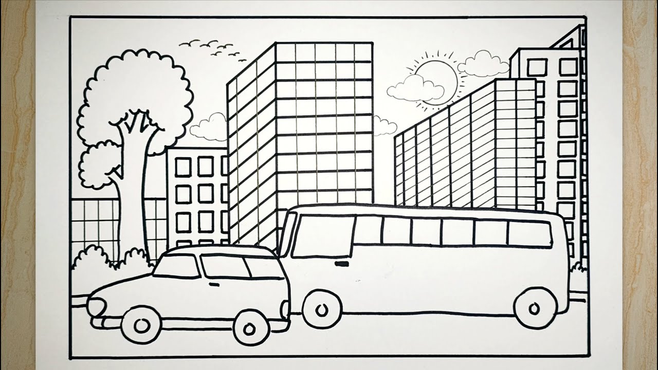 Menggambar pemandangan kota