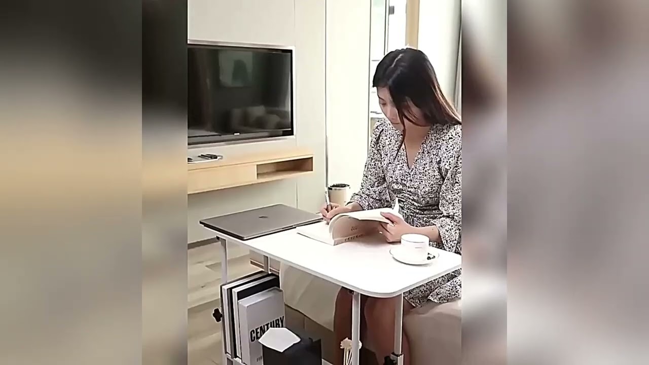 Double-Layer Office Desk Movable Bedside Computer Lazy Table with storage shel