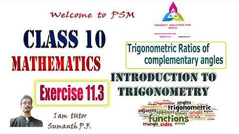 Introduction to trigonometry  ex 8.3(CBSE) | EX 11.3(KSEEB) trigonometric ratios complementary angle