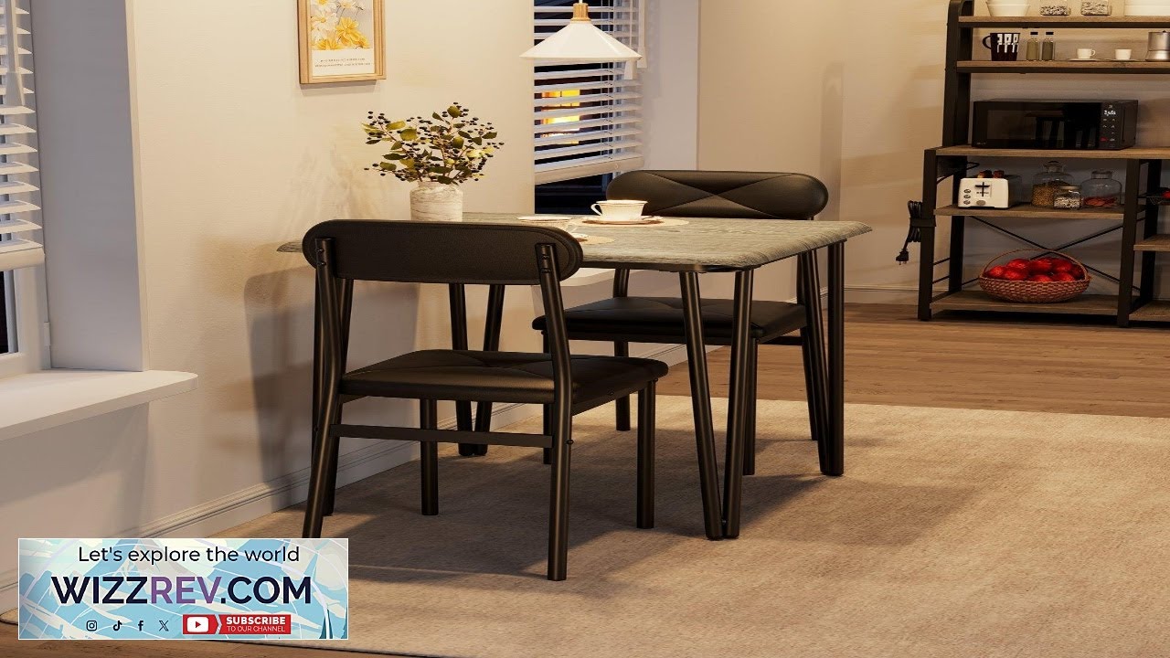 Garvee Dining Table Set for 2 Space Saving Wood Modern Dinette Upholstered Seats