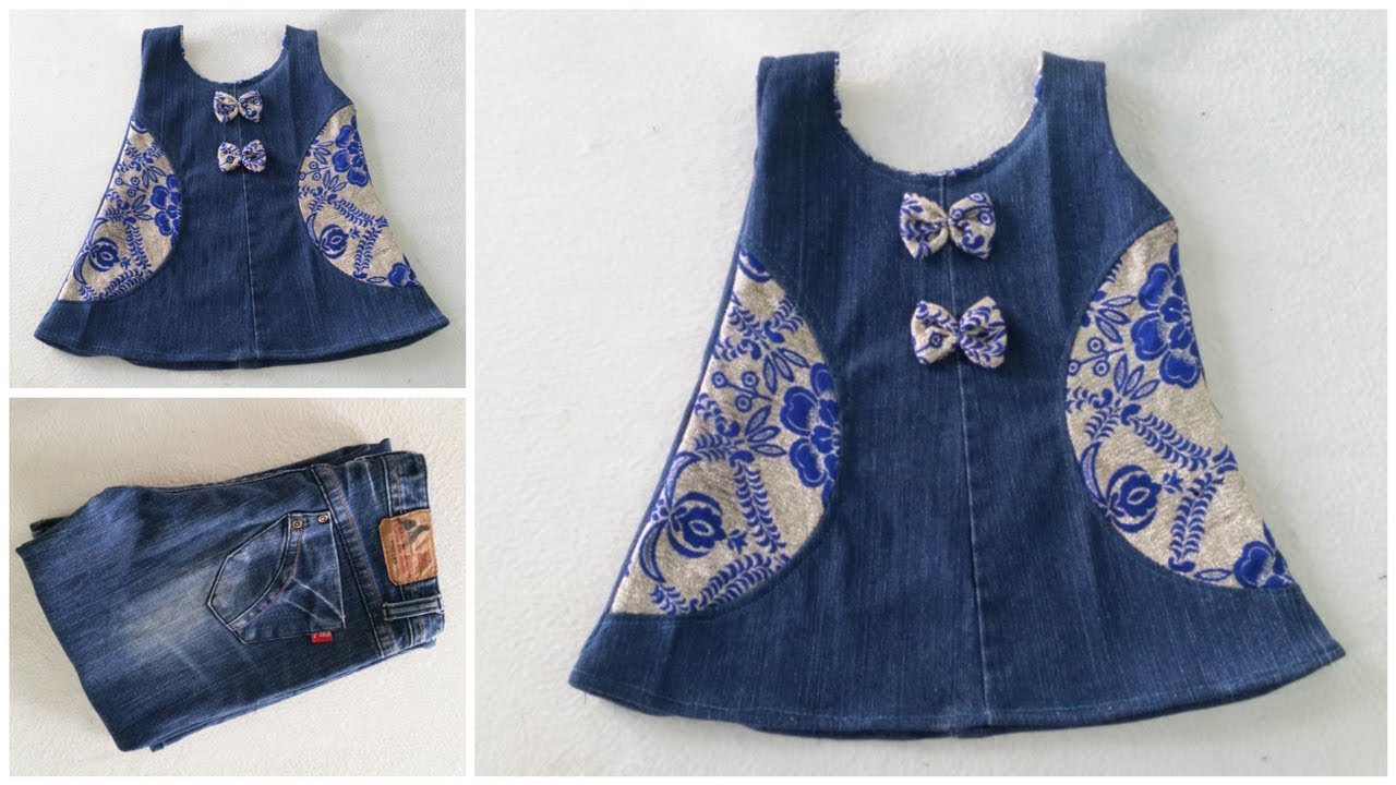 Быстрый поворот старых джинсов в стильное детское платье со всей простотой