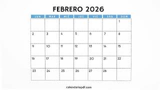 Calendario Febrero 2026 España | Festivos y Puentes | CalendarioPDF