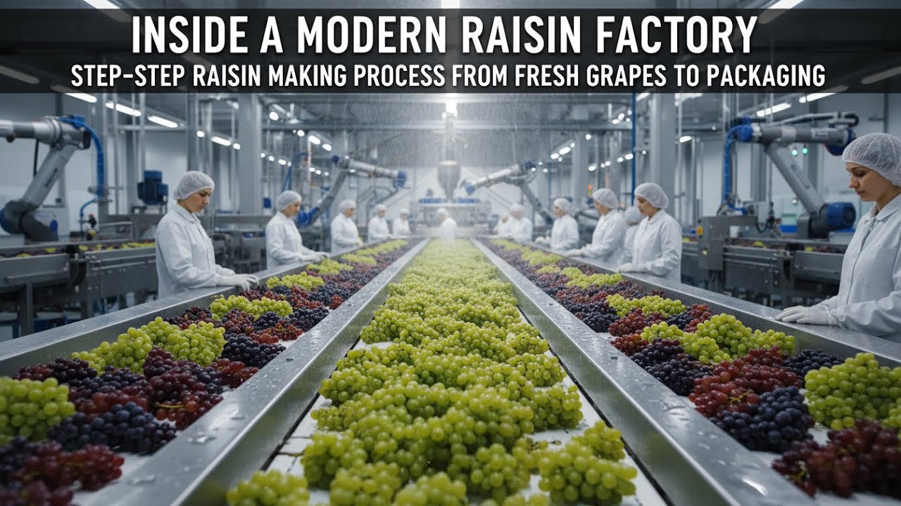 Raisin Making Racks Inside a Modern Raisin Factory | Step-by-Step Raisin Making Process ...