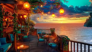 Bossa Nova Jazz Instrumental Music at Seaside Cafe Ambience | Positive Sunset Jazz & Ocean Sounds
