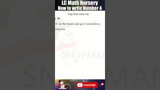 LC Math Nursery  | How to write Number 4 | Shorts Video | Snowman Publishers | 2023 4