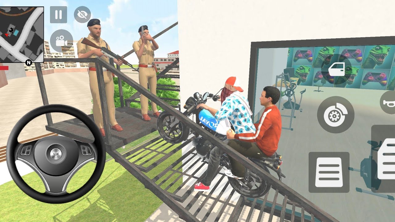 Franklin 🥰 🤩 upar house going to all bikes 🏍 police fighting 💥 Indian Theft Auto Simulator 🔥 GTA-5 🎮