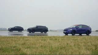 DRAG RACE | Tesla Model X vs  Lamborghini Urus vs Brabus 850 | Wet Surface