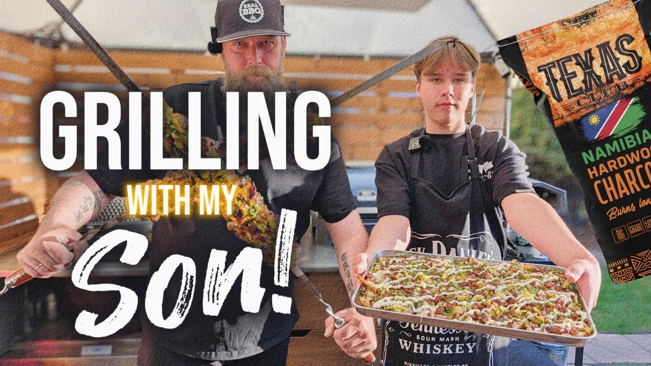 Grilling With My Son - Skewered Chicken Thighs on Kamado Bono - Texas Club Namibian Acacia Charcoal