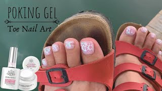 Simple Poking Gel Toenail Art 𖥧𖤣 ﾟ｡⋆👣 Easy Jelly Builder Gel Design for Beginners screenshot 1