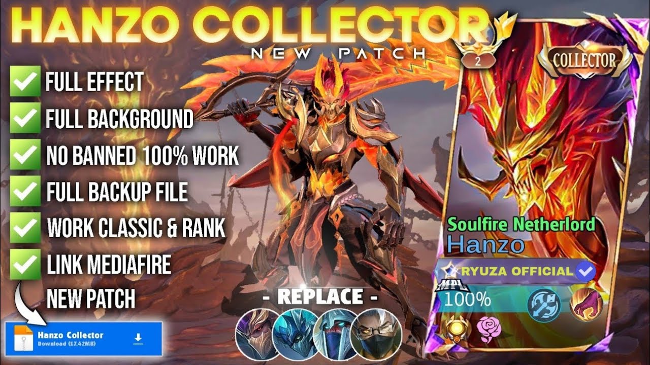 NEW Script Skin Hanzo Collector - Soulfire Netherlord No Password | Full Effect Voice Patch Terbaru