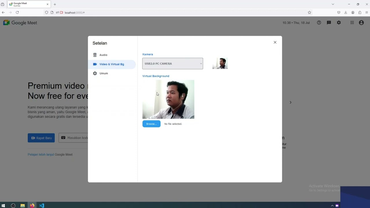 Clone Google Meet with Virtual Background, Audio Visualizer & Device Select