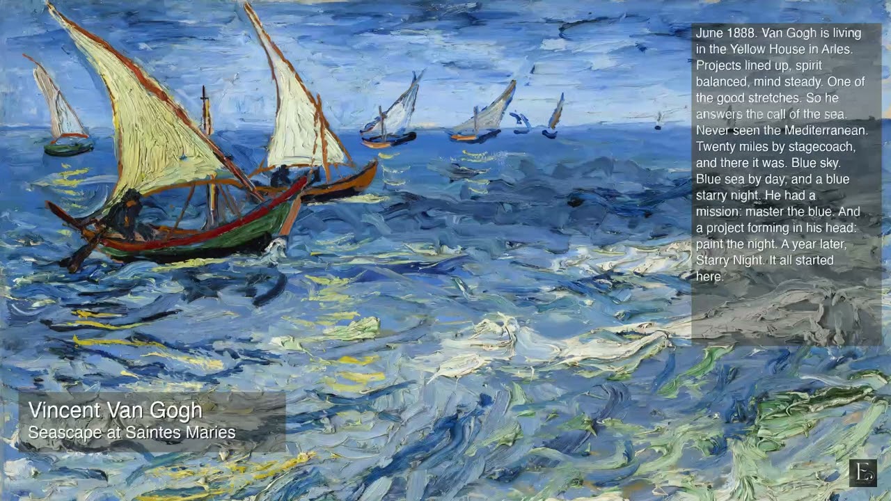 Vincent Van Gogh - Seascape at Saintes Maries - 2 Hour Screensaver