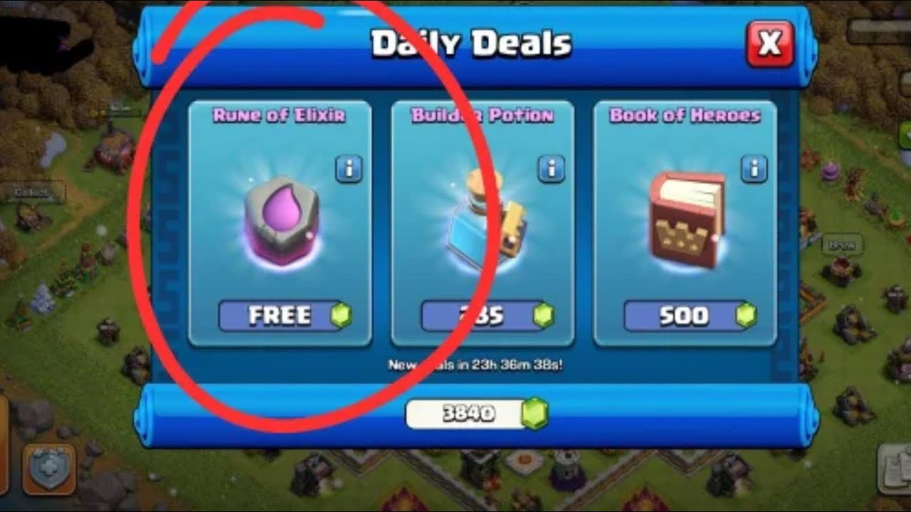 I got free Rune of Elixir in  clash of clan