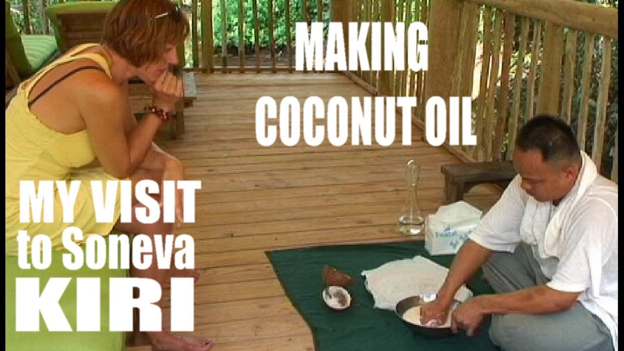 Making coconut oil workshop at Soneva Kiri, Thailand
