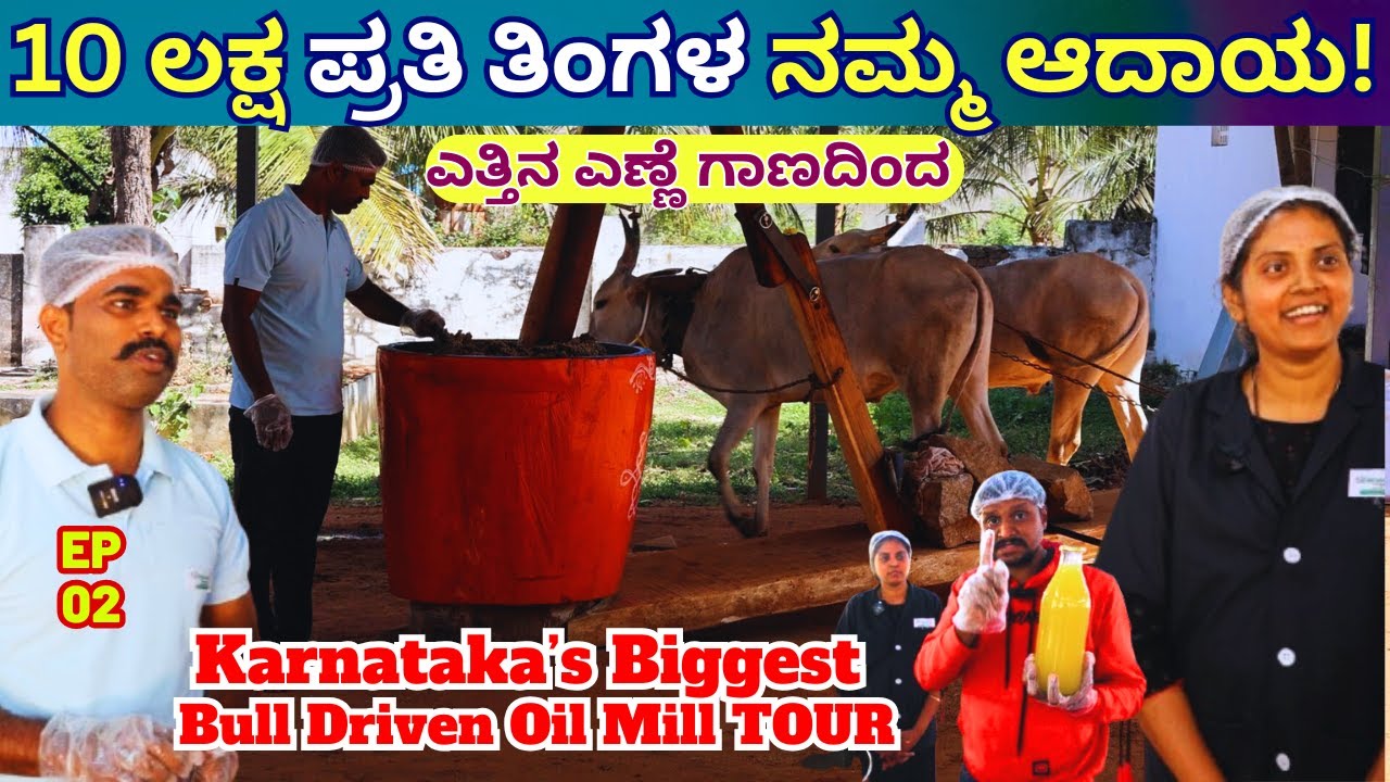 'ಎಣ್ಣೆ ಗಾಣದಿಂದ ತಿಂಗಳಿಗೆ 10 ಲಕ್ಷ! ದುಡಿಮೆ!-Saraswati Organics-Chitradurga-Bull Driver Oil Mil-E02