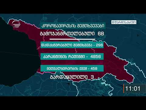 საქართველოში კორონავირუსით ბოლო 24 საათში ინფიცირებულთა რიცხვი 30 ით გაიზარდა