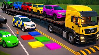 Triple Flatbed Truck  / Big & Small / MCQUEEN vs 12Car #153 / BeamNG Gao Drive screenshot 4