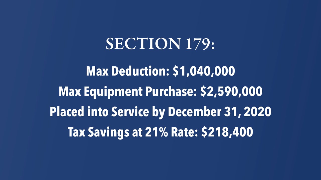 Section 179 Tax Deduction 2020 CCG YouTube