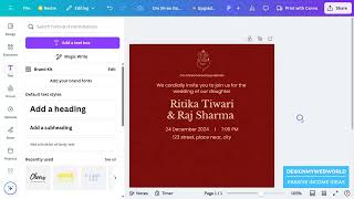 how to create beautiful Illustrative Indian Wedding card in Canva | Step-by-Step Tutorial