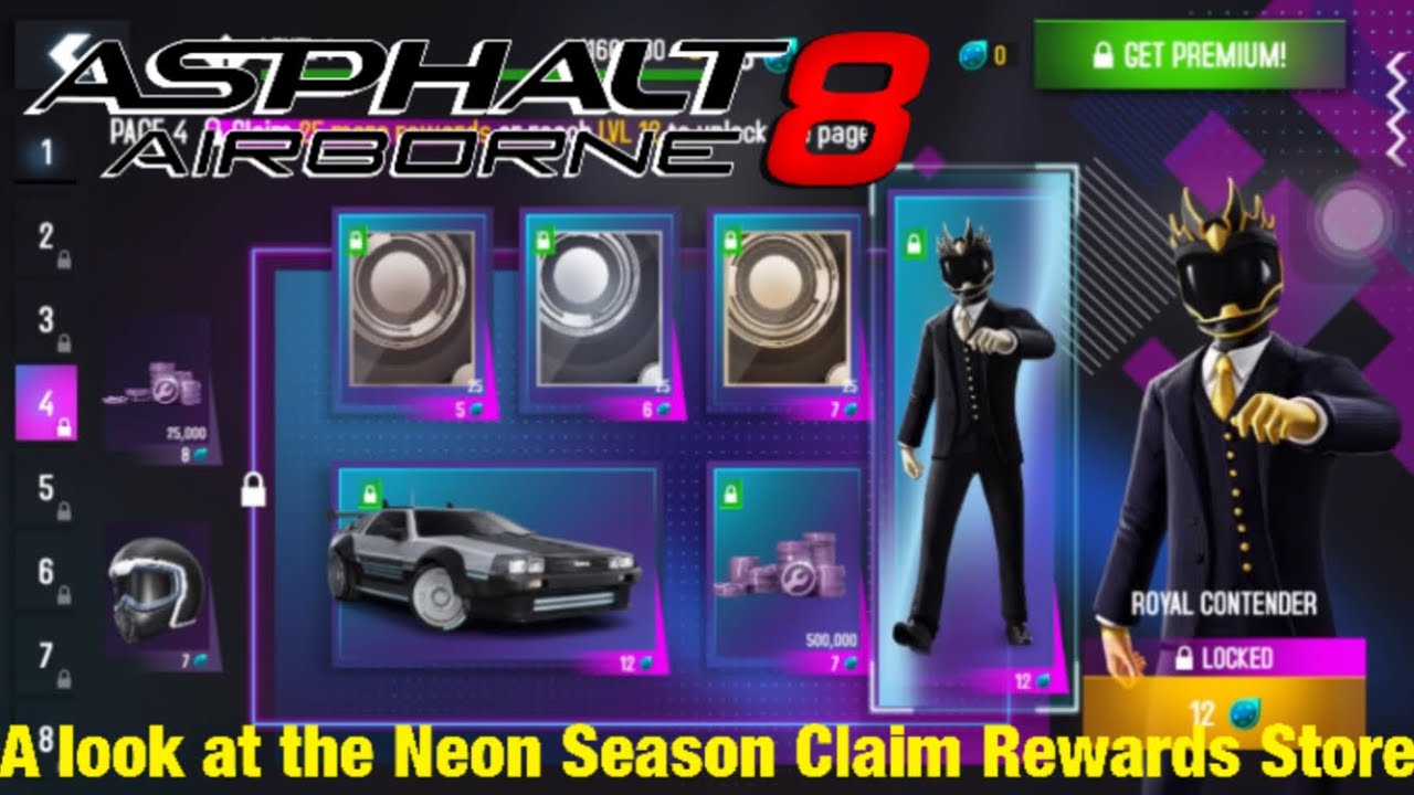 Asphalt 8 - Airborne: A look at the Neon Season Claim Rewards Store