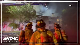Fire crews work to put out large fire in southwest Charlotte