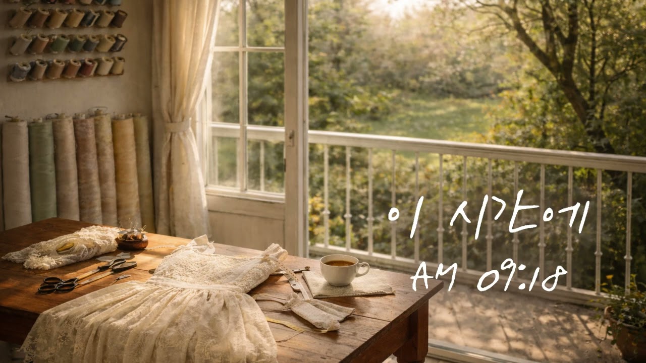 AM 09:18, 소잉 테이블에 내려 앉은 봄 햇살 ㅣ 작업 / 집중할 때  듣는 음악🧵