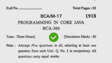 2017 Kuk BCA 6th Sem Programming in Core Java Question Paper