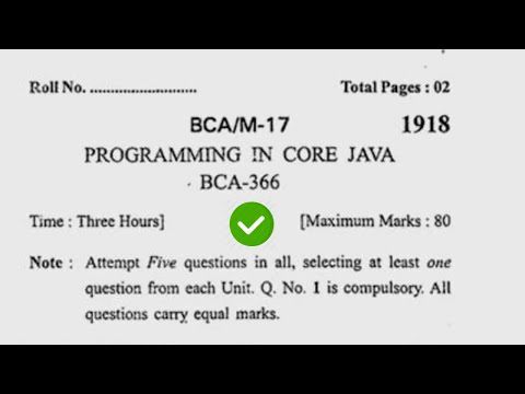 2017 Kuk BCA 6th Sem Programming in Core Java Question Paper