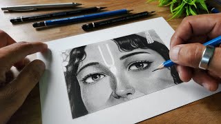6 Hours In 6 Min. Beautiful Krishna Eye Realistic Drawing Full Drawing Process