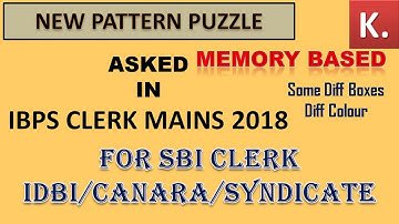 Puzzle Asked in IBPS CLERK MAINS 2018// Diff Boxes & Diff Colours// SBI CLERK 2018