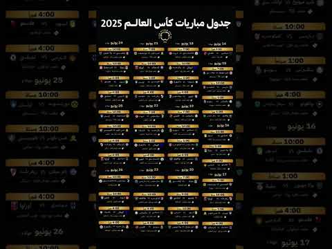 جدول مباريات كأس العالم للأندية ٢٠٢٥ بالتوقيت الصيفي