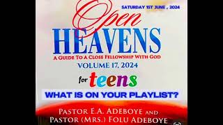 Open Heavens Teens Saturday 1st June, 2024