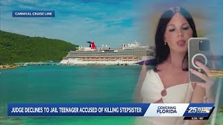 Teen charged with killing stepsister on Carnival Cruise remains free after hearing