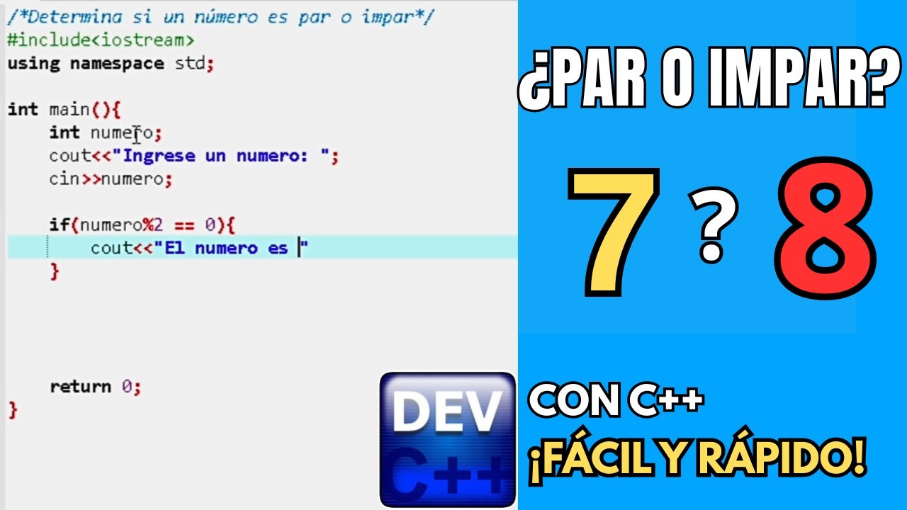 Par o Impar en C++ | Ejercicio rápido y sencillo en DevC++ - YouTube