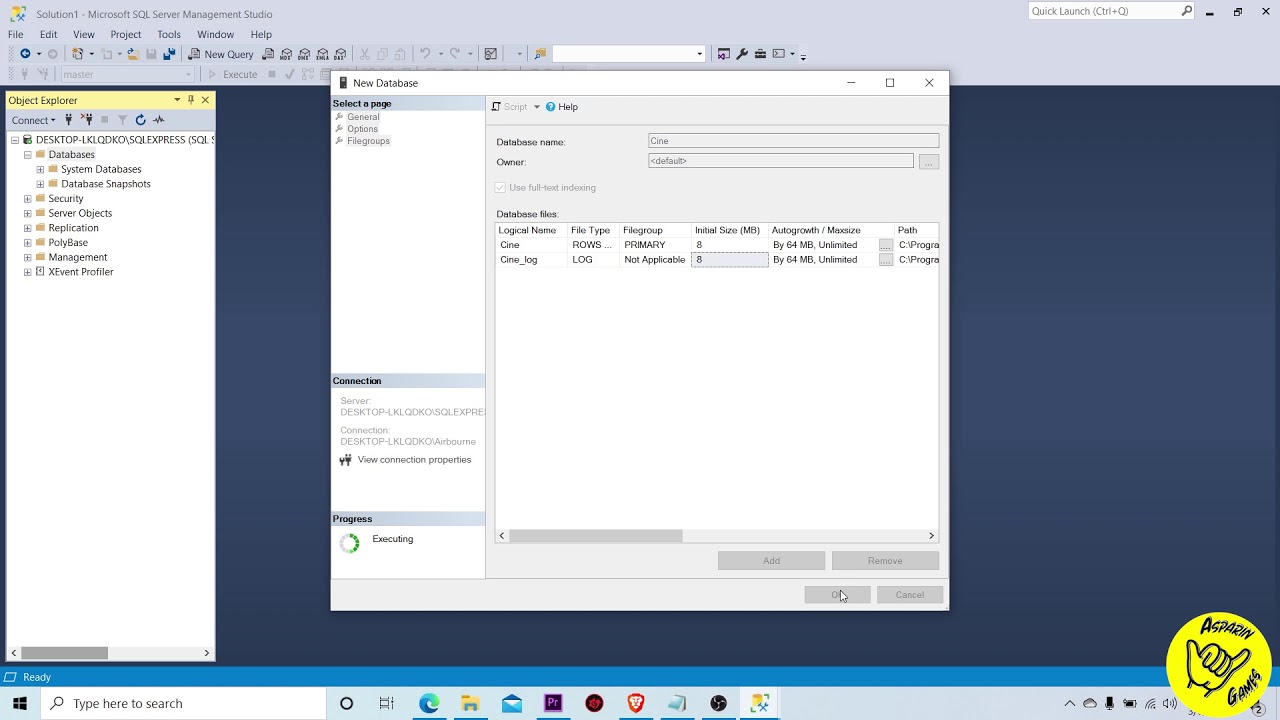 Como crear una BD/Base de datos en SQL Server Express 2019 - YouTube