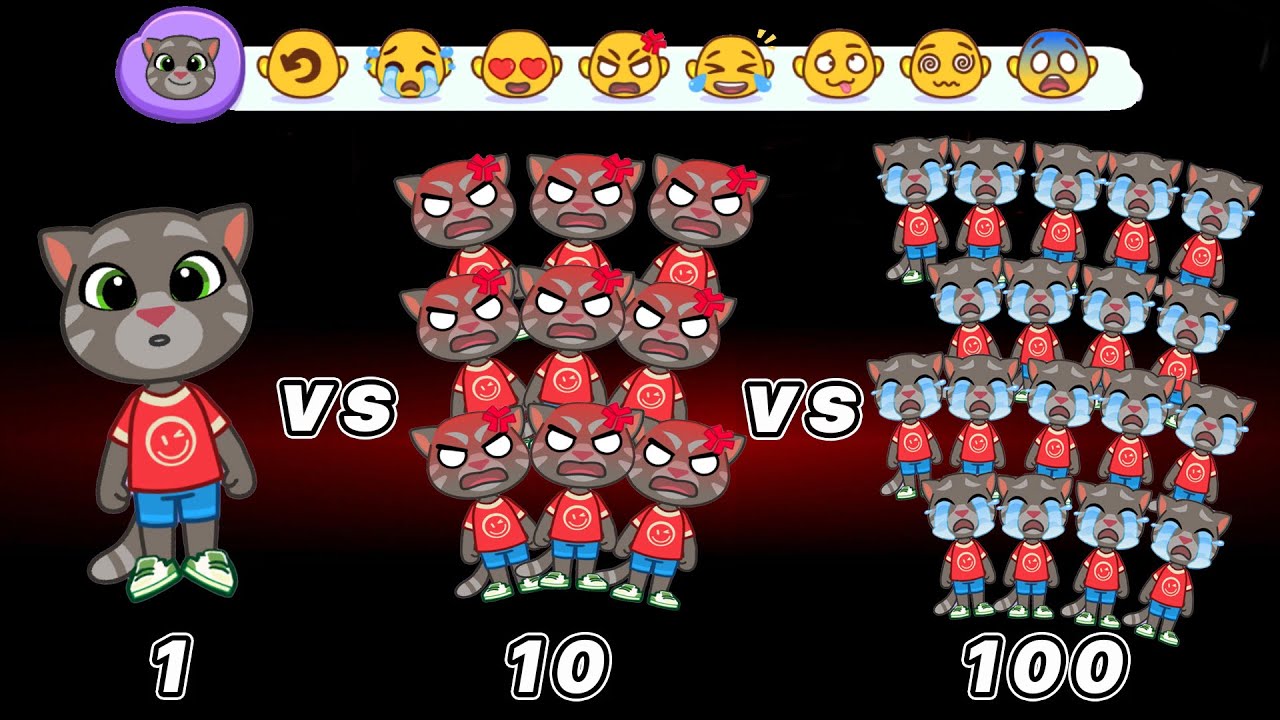 Talking Tom World EMOJI Smile 1 vs 10 vs 100