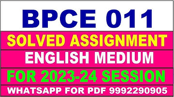 bpce 011 solved assignment 2023-24 | bpce 11 solved assignment in english 2024 | bpce 11 2024