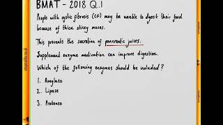 BMAT 2018 Section 2 - Q01 Bio - Cystic fibrosis - Worked Solution