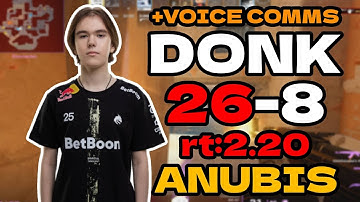 🔥donk (26-8) rt:2.20 w/suns1de +VOICE COMMS (anubis) l EU FACEIT RANKED #cs2 #pov