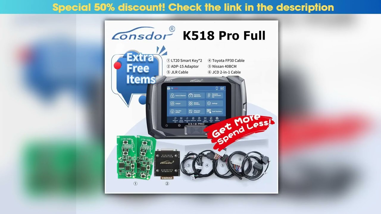 Lonsdor K518 PRO Full Global Version Programmer with LT20 Smart Key for Toyota FP30 Cable BCM