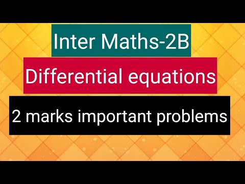 Inter Maths-2B- Differential equations - 2 marks important problems ...