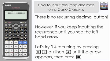 How To Input Recurring Decimals On Casio Classwiz - (Repeating Decimals, fx-991EX fx-570EX)