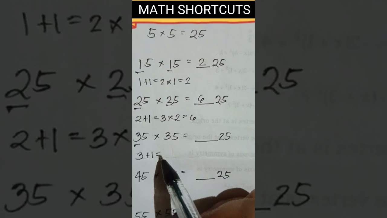 Multiplying the same numbers that end with 5.