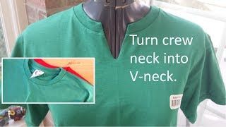 Change Crew Neck TShirt to V Neck  Hand Sewing