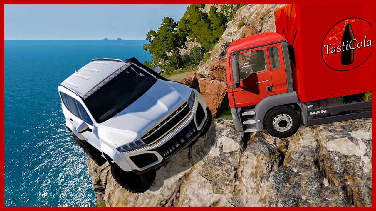 CARS VS CLIFF ROADS # 2 - PASS FROM FELL ROCK DEBRIS | BeamNG DRIVE