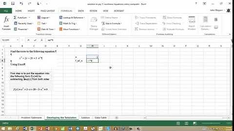 final solvng a single nonlinear equation in excel