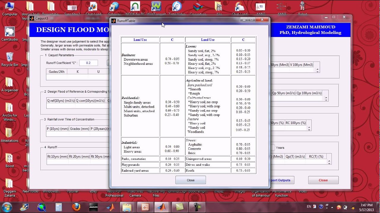 GUI for design flood estimation in ungauged catchments - YouTube