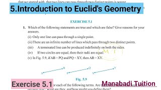 9th class maths|Chapter 5|🤷‍♀️Euclid's Geometry|💁‍♂️Exercise 5.1|with notes|