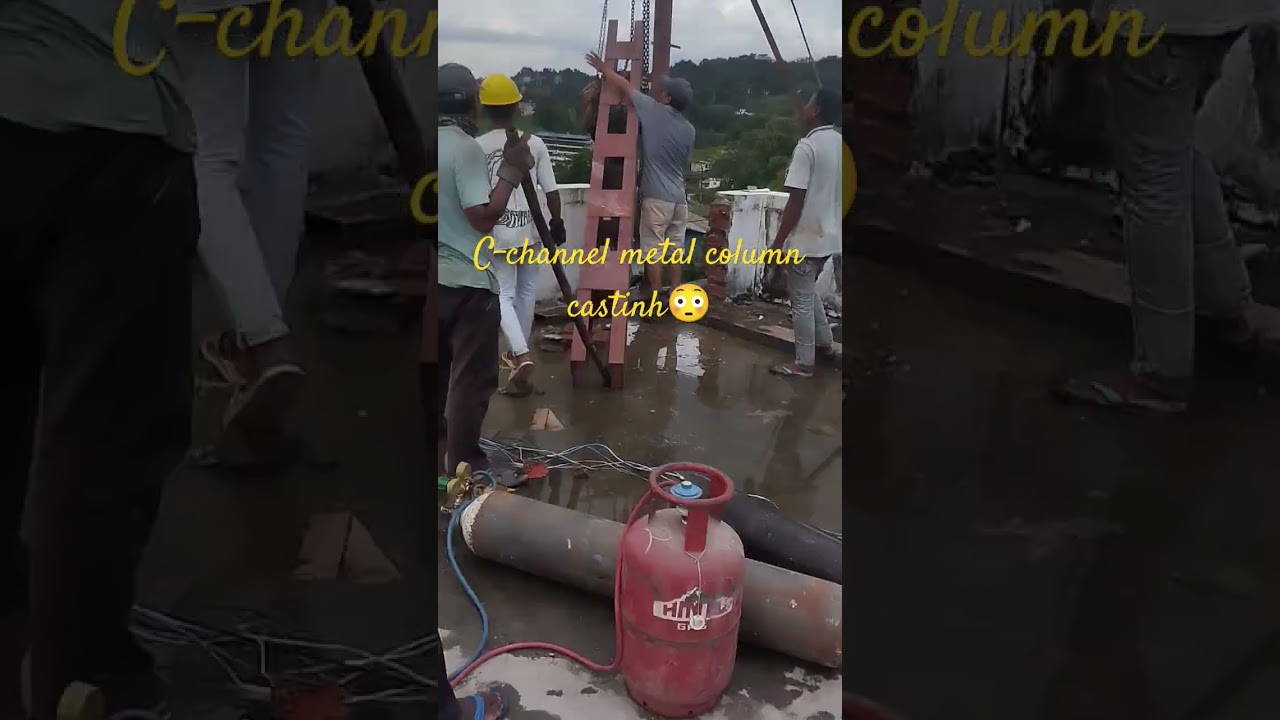 behind the scene of construction casting column. 